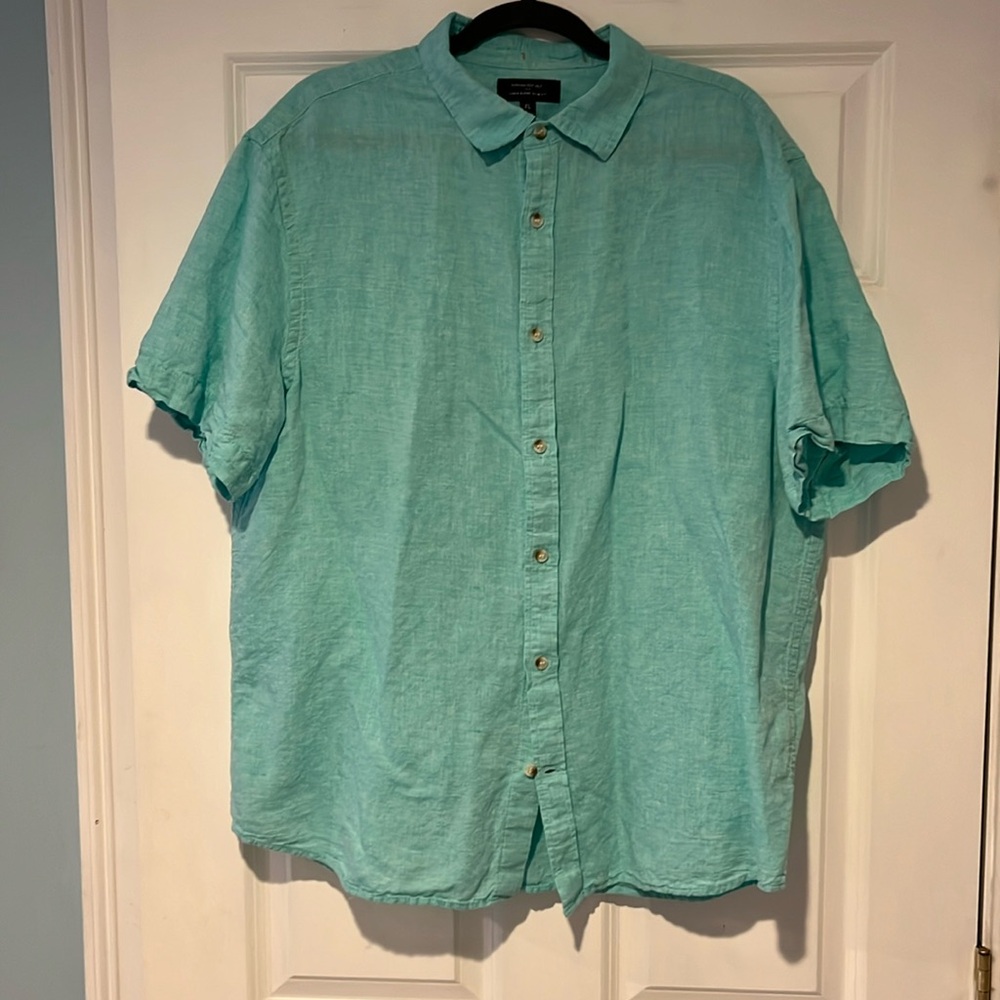 Linen Blend XL Slim Fit Banana Republic Short Sleeved Button Down.